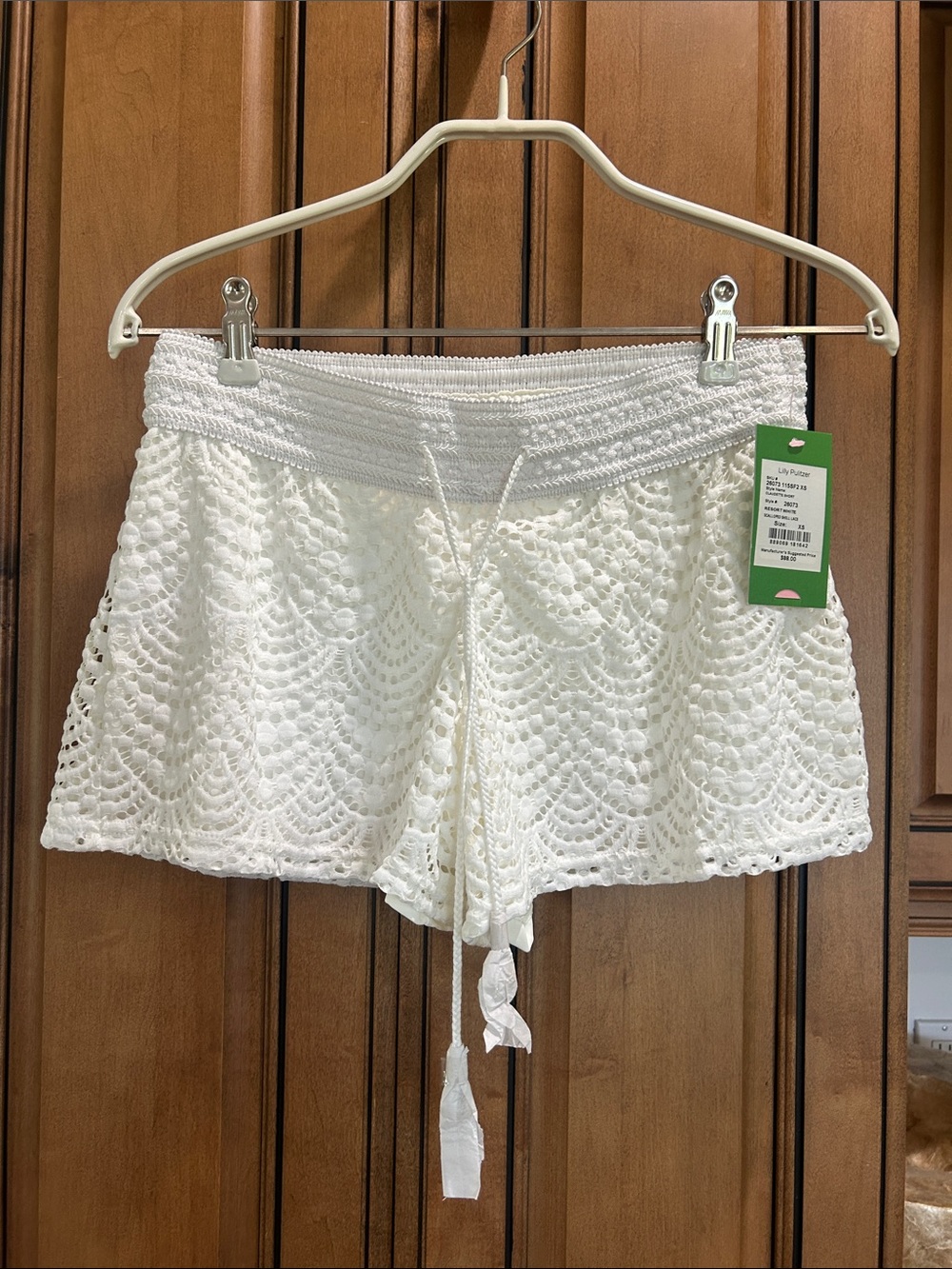 Lilly Pulitzer White Crochet Drawstring Skort Shorts